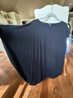 Eileen Fisher Black Batwing asymmetrical Tunic Top XS